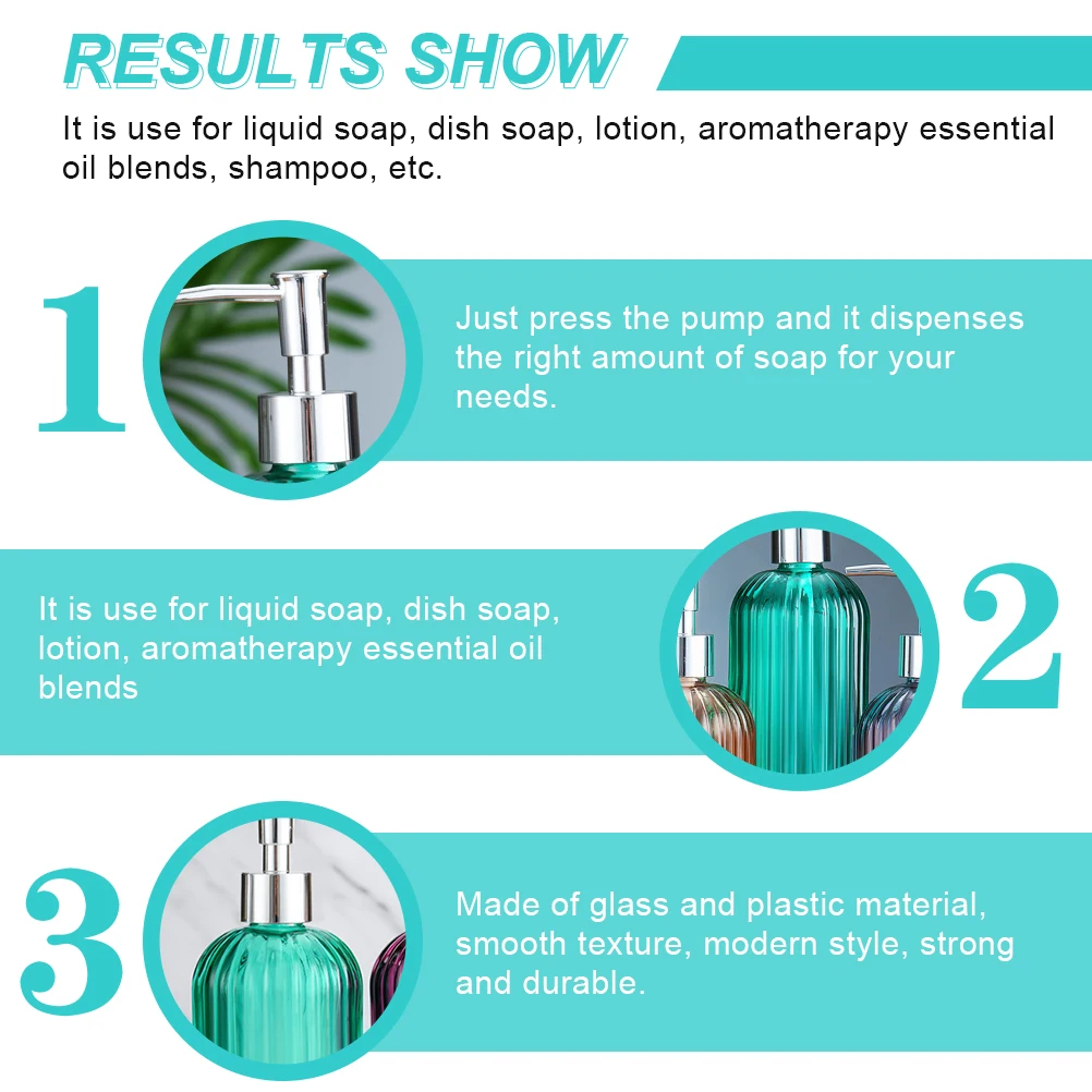 

400Ml Press Pump Soap Dispenser Glass Refillable Liquid Bottle for Bathroom Kitchen Shampoo Lotion Hand Wash Dispensers