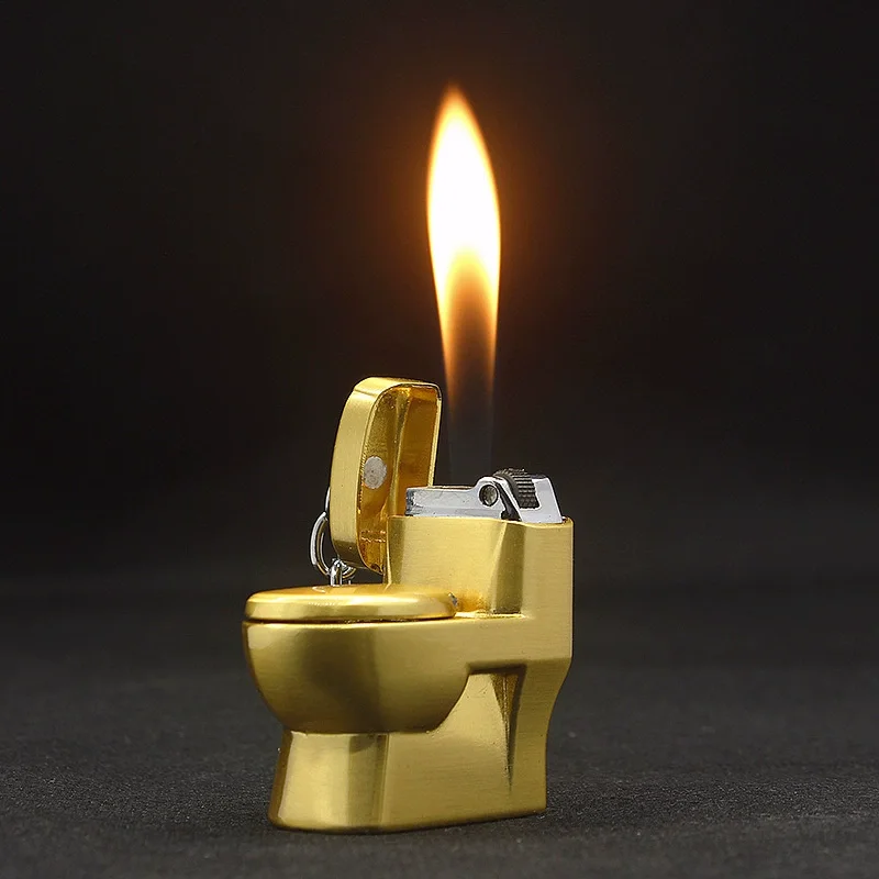 New Fashionable Pendant Lighter: Mini Portable Toilet Shape, Inflatable Open Flame, Retro Small Grinding Wheel Ignition Tool