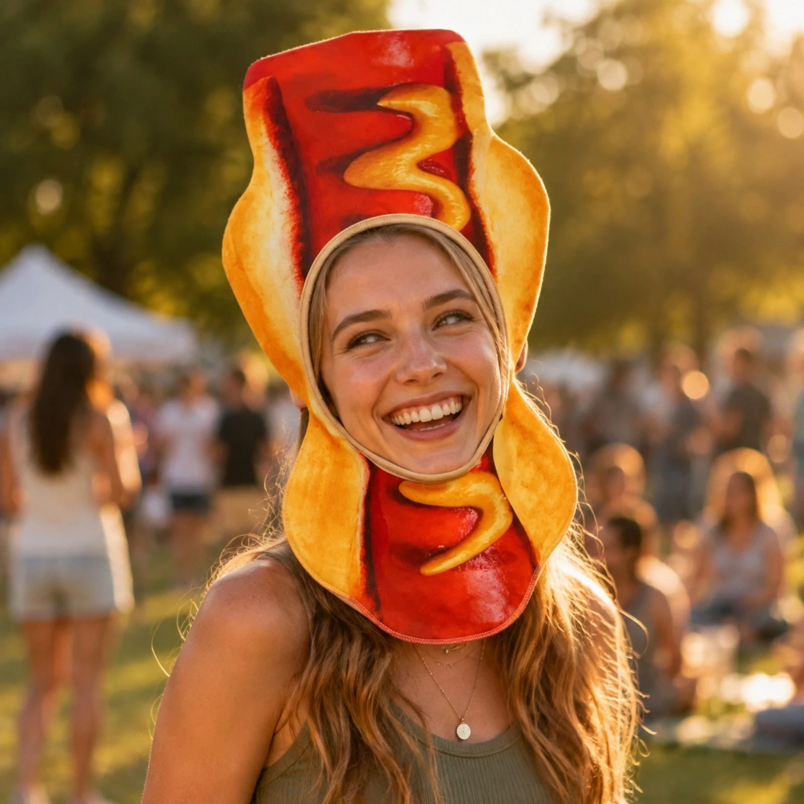 Hot Dog Hat Funny Hot Dog Novelty Hat Headwear Quirky Photogenic for Adults, Halloween, Themed Parties