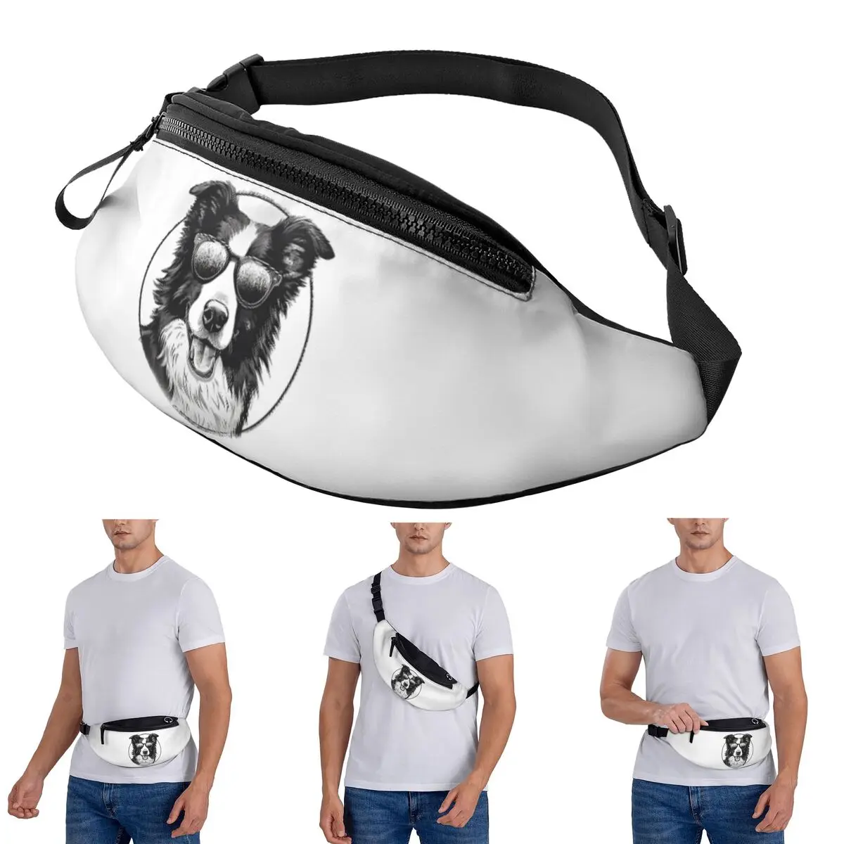 

Crossbody Waist Bag Border Collie Men Women Fanny Pack Travel Running Money Phone Pouch