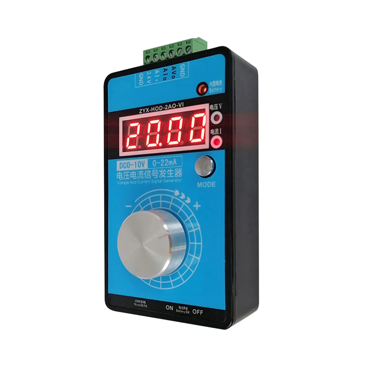 0-5V-10V 0-20MA/4-20MA Signal Generator Adjustable Current Voltage Analog Signal Sources Output 24V(With Battery)