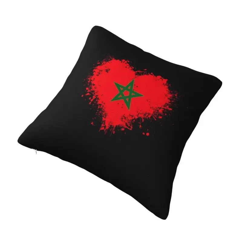 Custom Moroccoe Flag Heart Luxury Throw Pillow Cover Moorish Moroccan Patriotic Car Cushion