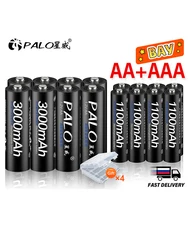 PALO 4 Uds 3000mAh 1,2 V AA baterías recargables + 4 Uds 1100mAh 1,2 V AAA batería NI-MH AA AAA batería recargable para cámara de juguete