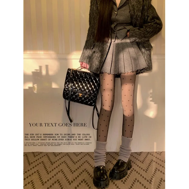 

Новые эластичные тонкие чулки 2025 года с эффектом прозрачной кожи, с рисунком в горошек и сердечками, на резинке, с эффектом голых ног