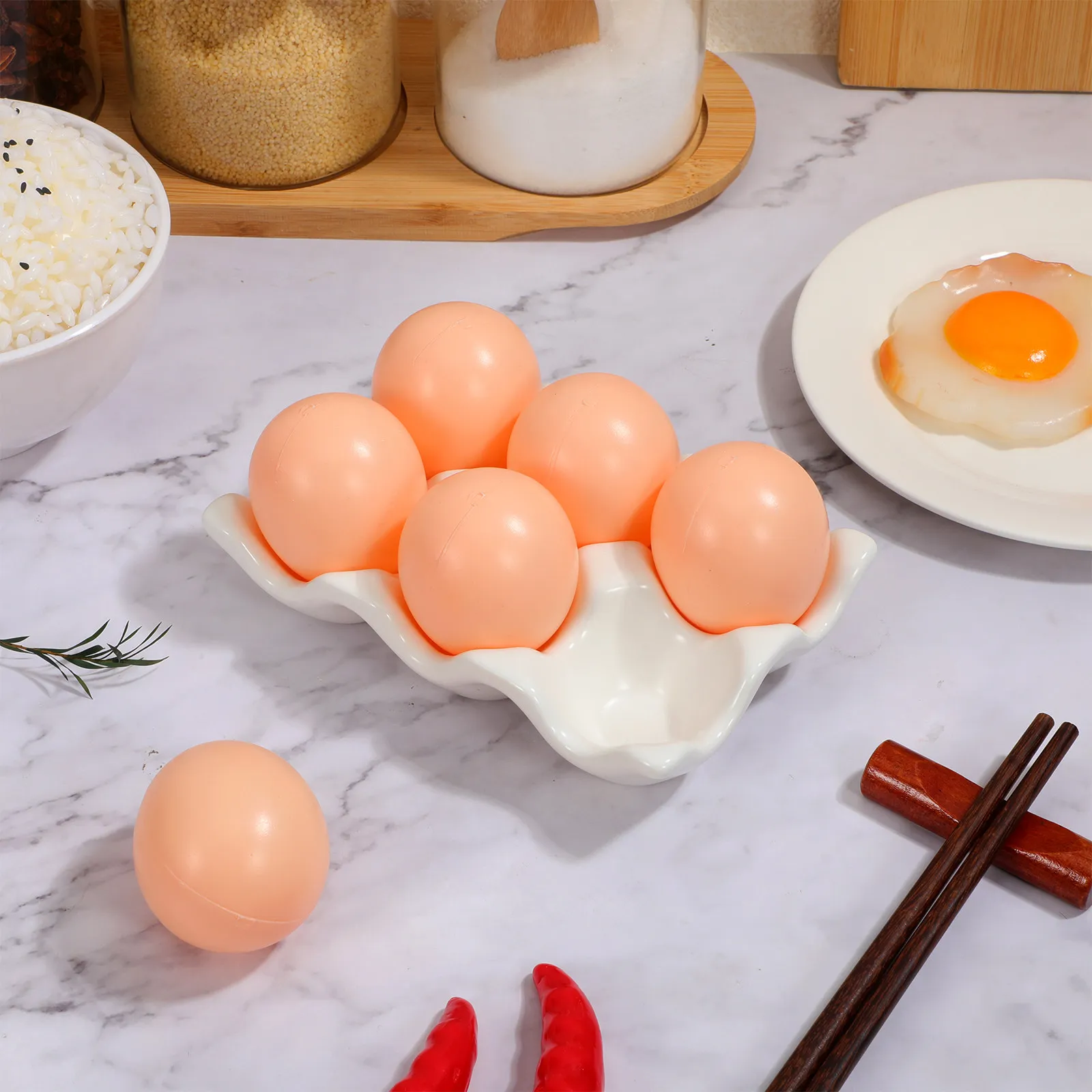 Ceramic Eggs Holder Organizer Eggs Storage Containers For Kitchen Organizer Multifunctional Space Saving Tray Countertop