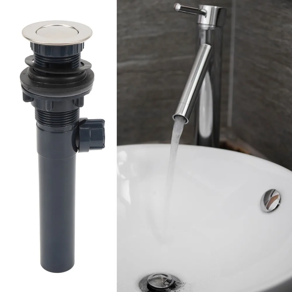 Stainless Steel Sink Stopper Push Bounce Anti Clogging Sink Drain Assembly Rust Proof With Overflow Vessel Sink Drain