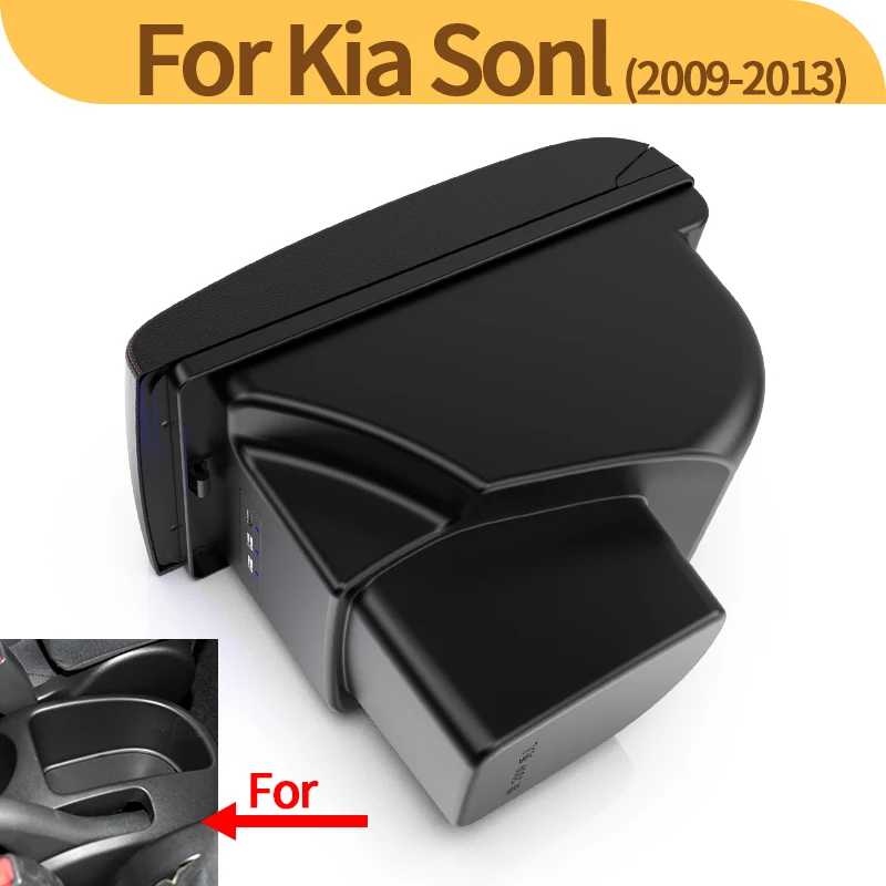 For Kia Soul 2006-2017 Armrest Box Leather Car Interior Parts Center Console with USB 2007 2008 2009 2010 2011 2012 2013 2014