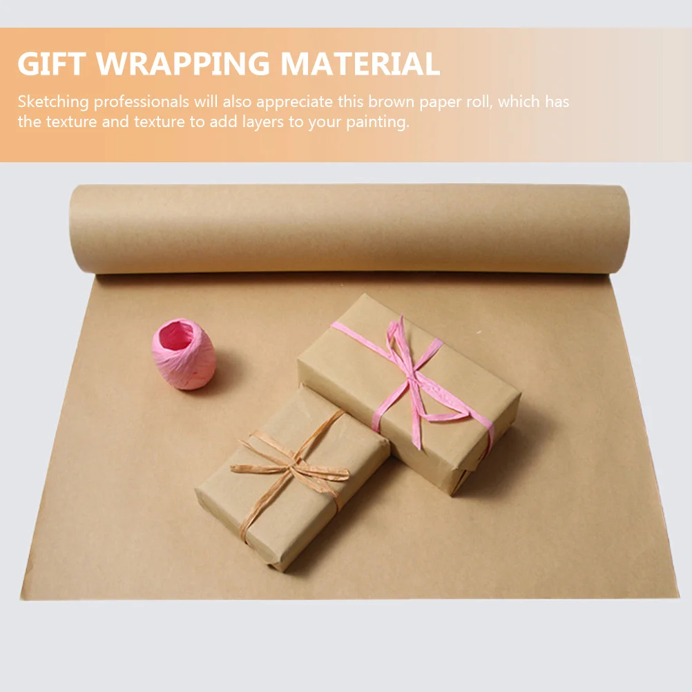 1 rollo de papel Kraft para envolver regalos, embalaje móvil, rollo de papel marrón para pintar, rollo de papel de carnicero