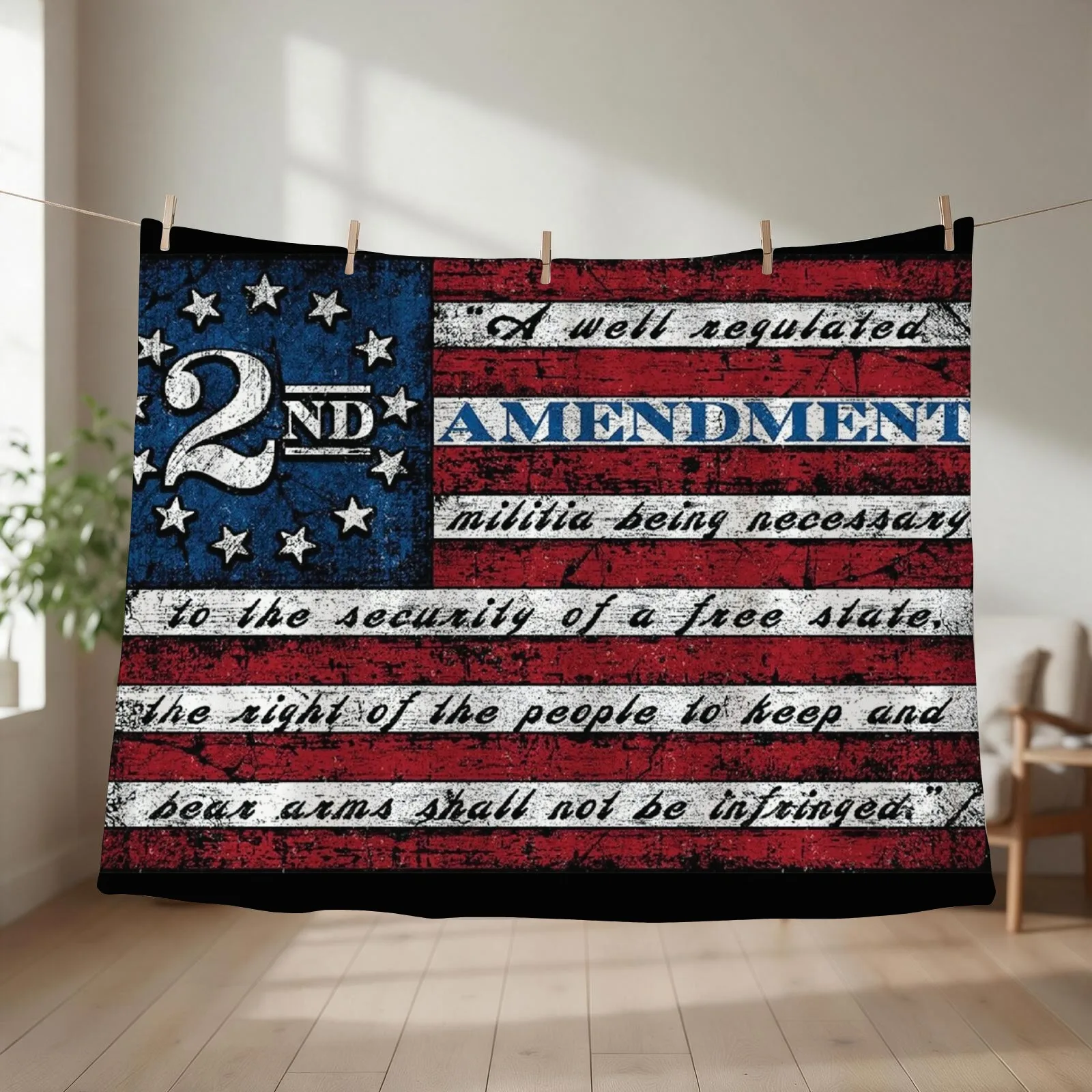 2nd Second Amendment Flag, 1791 Vintage American Flag Throw Blanket Hairys For Sofa Thin Quilt Cute Blankets