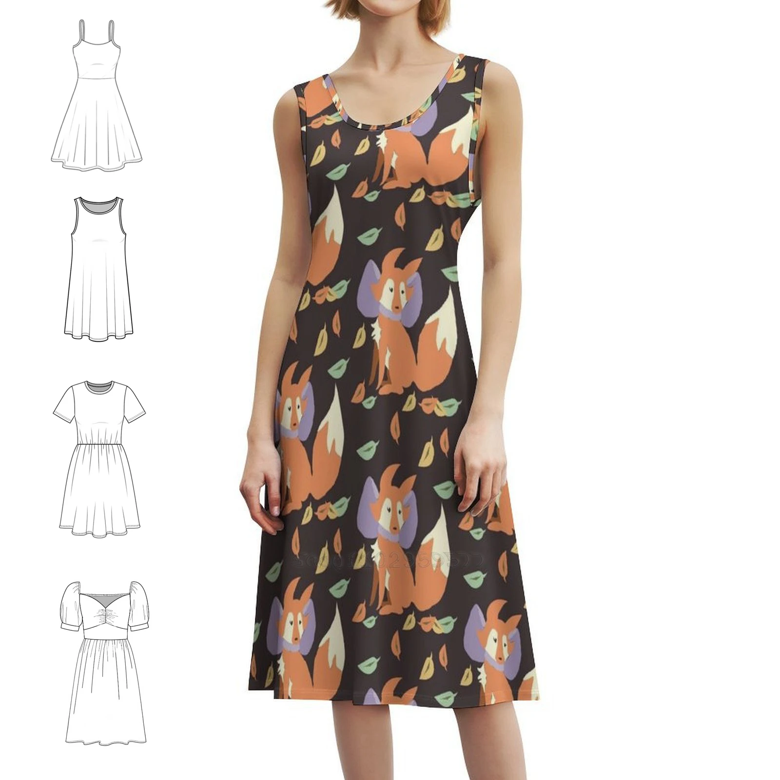 

Curious Ribbon Floral Smock Dress For Women Spring Summer Casual Dress For Party Fox Foxes Animals Cute Kawaii Ribbons Women's