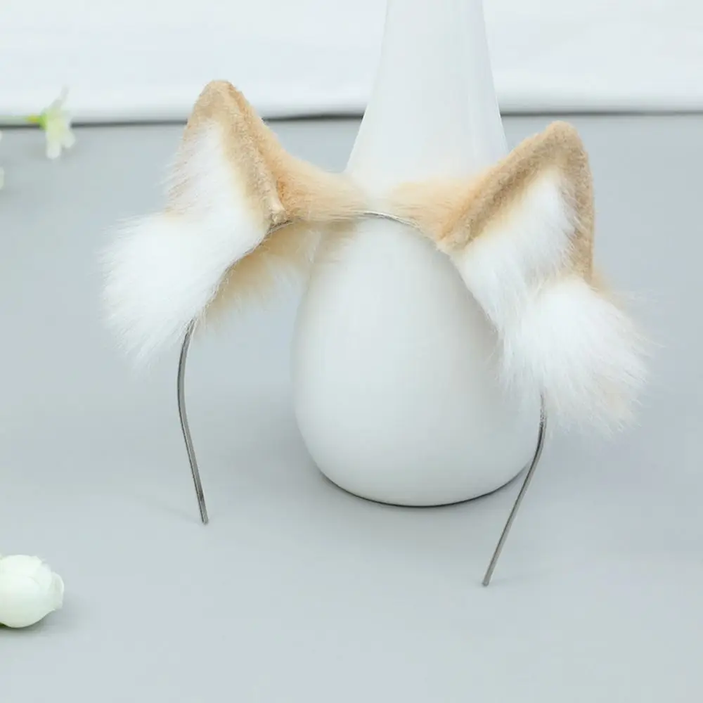 Hairband 20cm Plush Doll Headwear Ear Cat Wolf Ears Black White Idol Doll Headwear Cat Ear Soft Tails Headwear for Cotton Doll