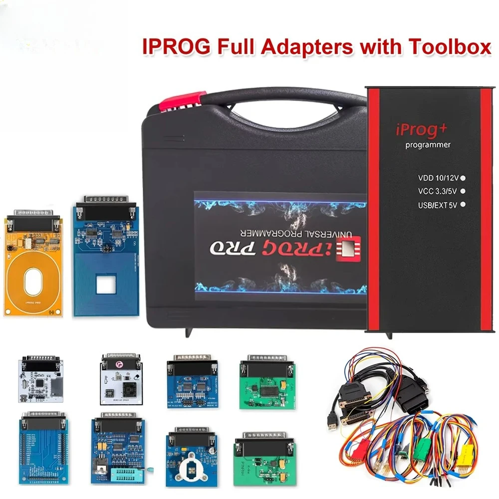 Iprog V87 V89 Pro Iprog+ Full set with Probe Adapter Support IMMO Mileage Airbag ECU PK Carprog / Digiprog / Tango with Toolbox