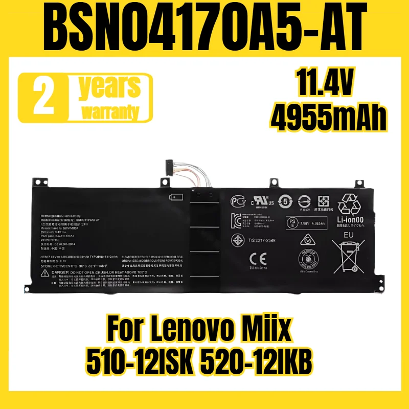 BSN04170A5-AT laptop battery for Lenovo Miix 510-12ISK 520-12IKB battery, brand new, large capacity 11.4V 4955mAh