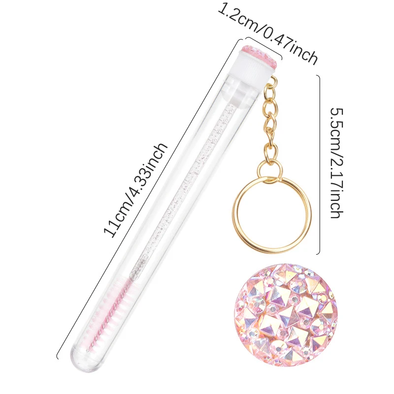 Eyelash Mascara Wands Empty Tube With Keychain Lash Spoolies Plastic Case Brush Holder Makeup Beauty Tools Eyelash Brush Tube