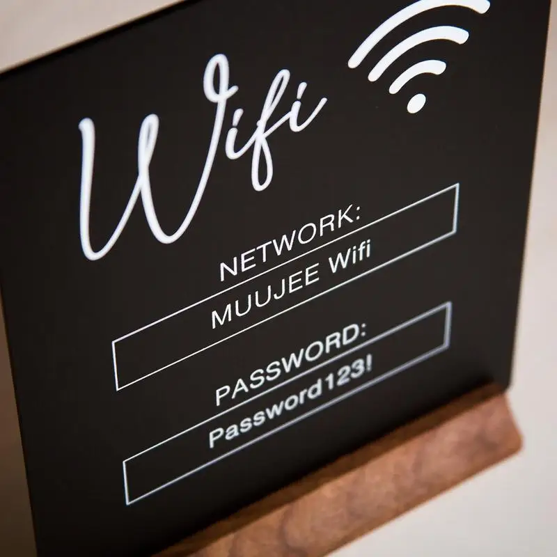 Wifi Sign 3d Acrylic Board With Wooden Base Public Shope Signage Restaurant Wifi Board For Handwriting Account & Password