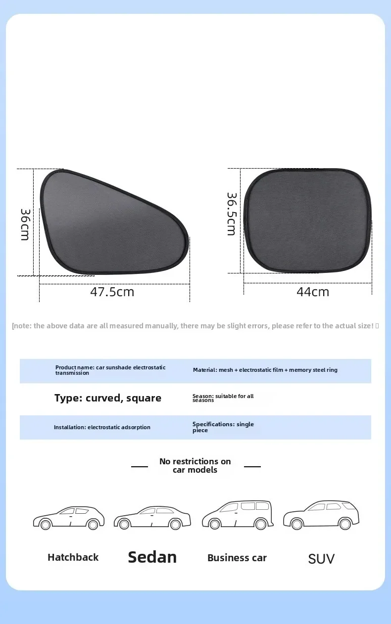 Universeller Auto-Sonnenschutz Elektrostatischer 4-Schicht-Seitenfenster-Sonnenschutz für Auto Sonnenblenden-Vorhänge UV-Schutz Sonnenschutzfolie – Detail 9