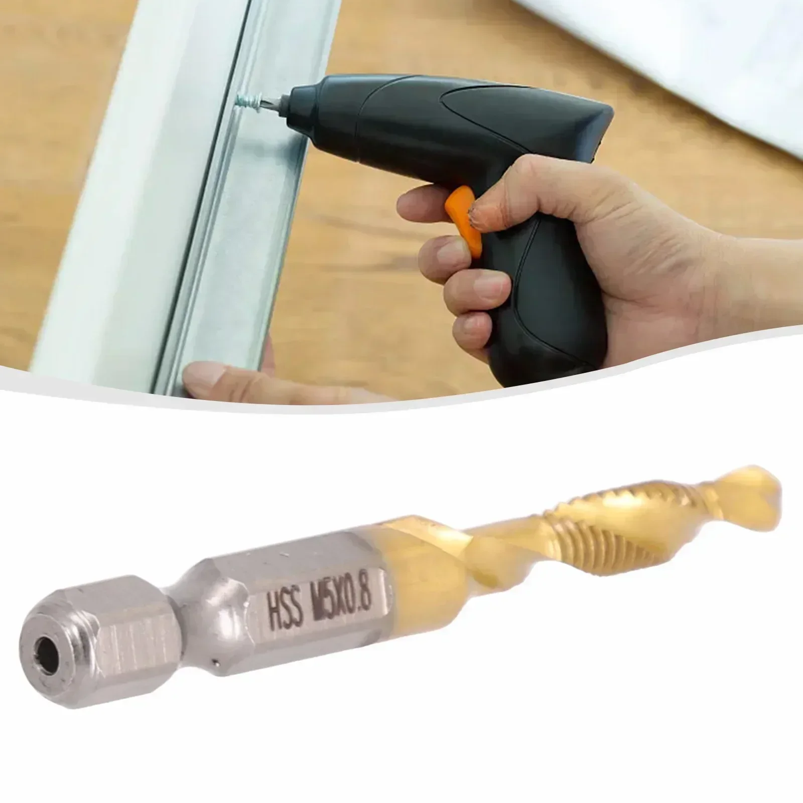 1pc Titanium Coated HSS Tap Drill Bit Hex Shank Screw Thread Metric Tap Drill Machine Compound Tap M5 M6 M8 M10 Hand Tool