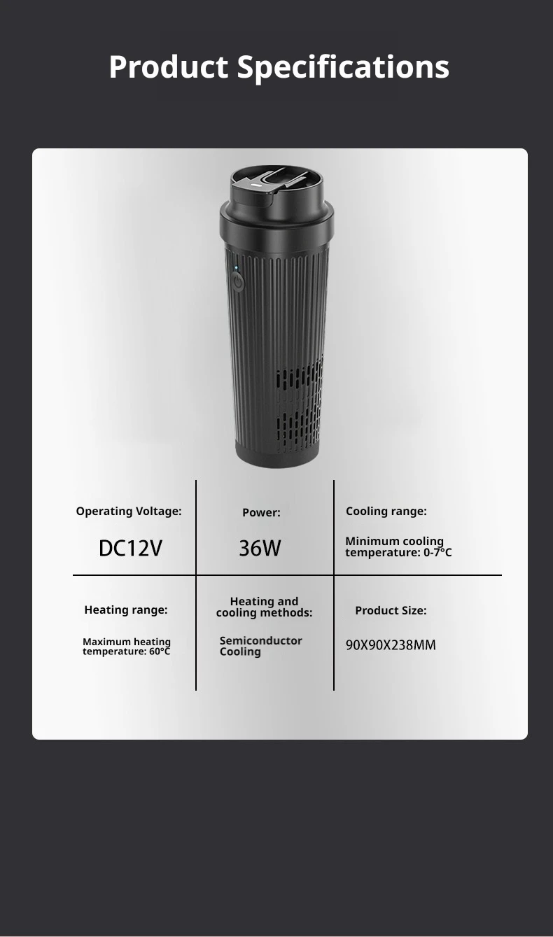 Smart Portable 12V Car Heating And Cooling Cup One Button Control 304 Stainless Steel Travel Coffee Mug Vehicle Drink Warmer