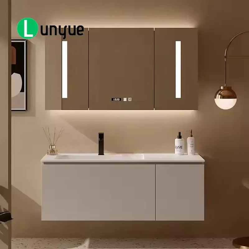 Durable Wood Wall Mounted Bathroom Washstand Sink 80x50x40cm Rectangle Simple Modern Eco-friendly For Bathroom Vanity Cabinet
