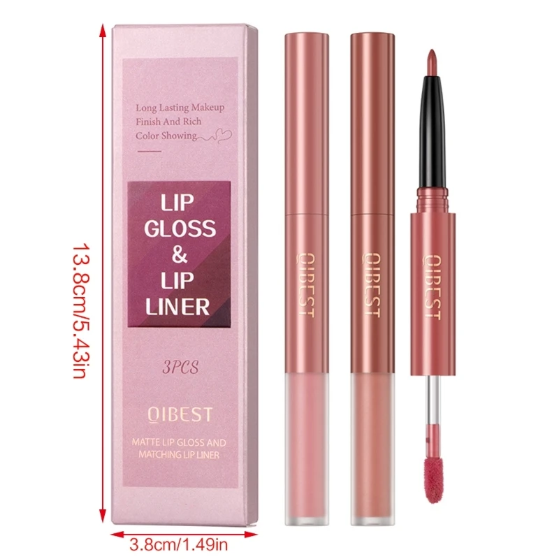 2Pieces Professional Waterproof Lipliner Pencil Smooth Natural Lip Liner Pen C1FF