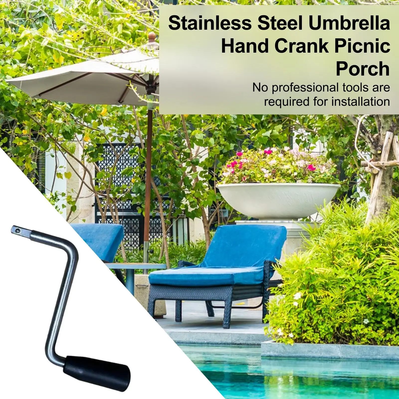 Parasol Crank Handle Replacement Part Patio Umbrella Accessories Hand Crank for Roman Umbrellas Sunshade Backyard Party Beach