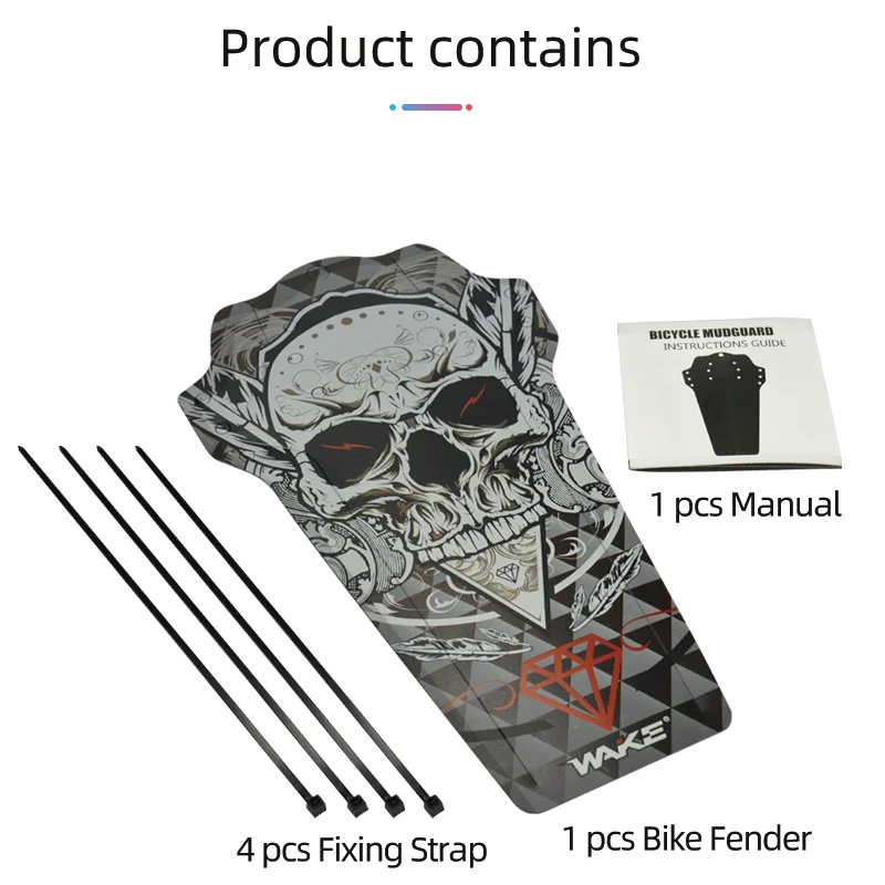 Wake Bike Fender Adjustable MTB Mud Guard Front Rear Compatible Mudguards Accessories for Cycling BMX 20 26 27.5 29inch Fat Tire