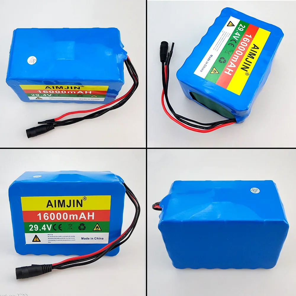 7S5P 18650 Lithium Battery Pack 24V 16Ah 15A BMS 500W 29.4V 50000mAh for Wheelchair Electric Vehicle Plus 2A Charger