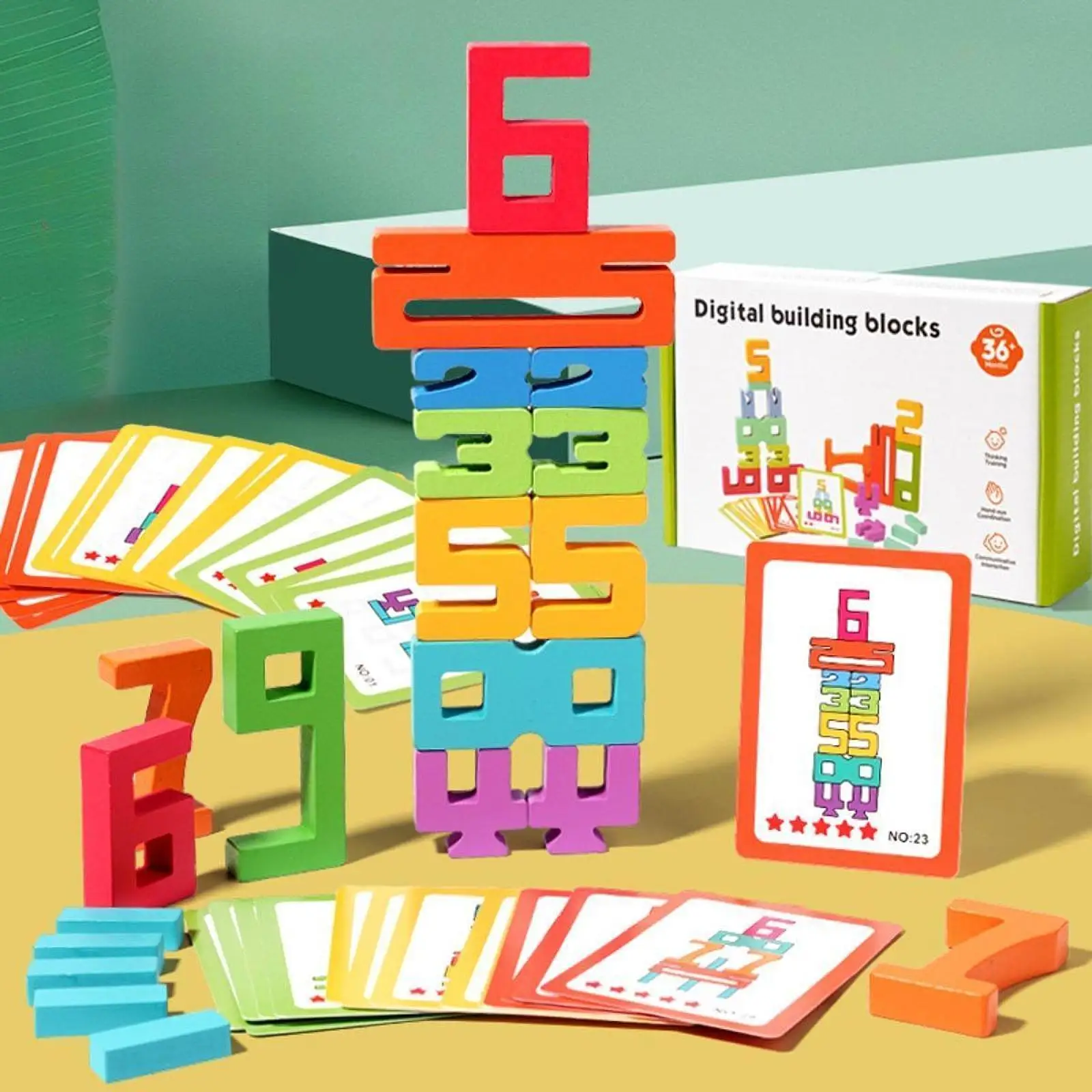 Wooden Number Puzzle Block Toys Set Preschool Game for Children Kindergarten