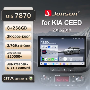 Radio para coche Junsun de 11.5 pulgadas 2K QLED 7870 para KIA CEED JD Cee'd 2012-2018 con Carplay inalámbrico para Apple y Android Auto 360 °   Sistema Inteligente para Cámara con DSP, Navegación GPS, DAB+, RDS, FM/RAM, BT, SWC, Reproductor Multimedia 4G LTE de 8 Núcleos 1
