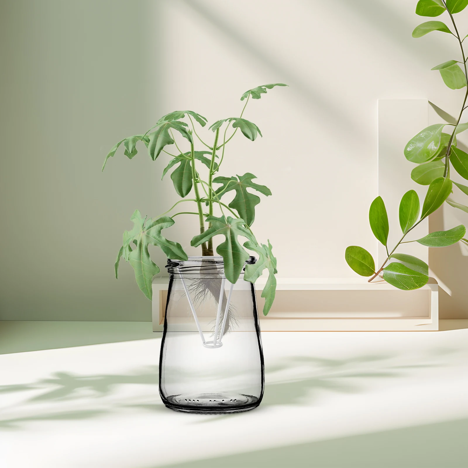 

Seed Fixer Metal Hollow Pyramid Holder for Vase Bottle Dual Ring Triangular Stand Rust Resistant Lightweight Stable Support