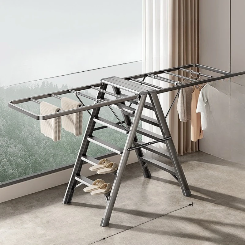 

Floor-to-ceiling quilt drying, bold and thickened indoor folding drying rack, dual-purpose household ladder, balcony