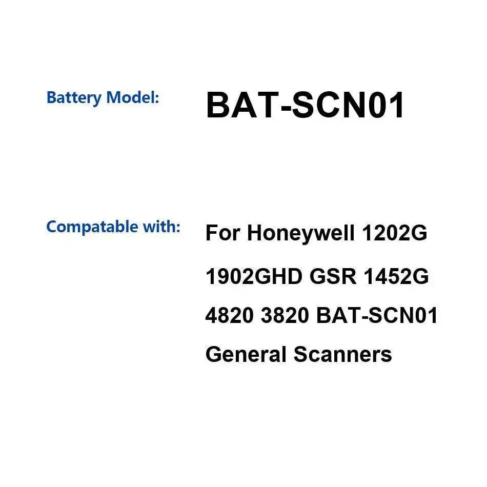 

Bat-SCN01 Сканеры Батарея 2400 мАч Надежный источник питания для Honeywell 1202G 1902GHD Gsr 1452G 4820 3820