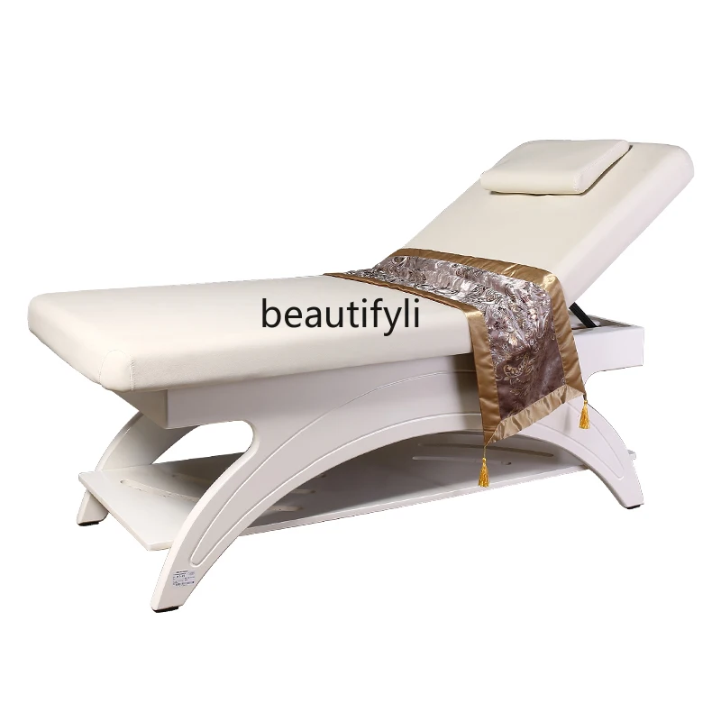 Health Bed Massage Therapy Bed European-Style Tattoo Embroidery Eyelash Bed Belt Chest Hole Solid Wood Facial Bed