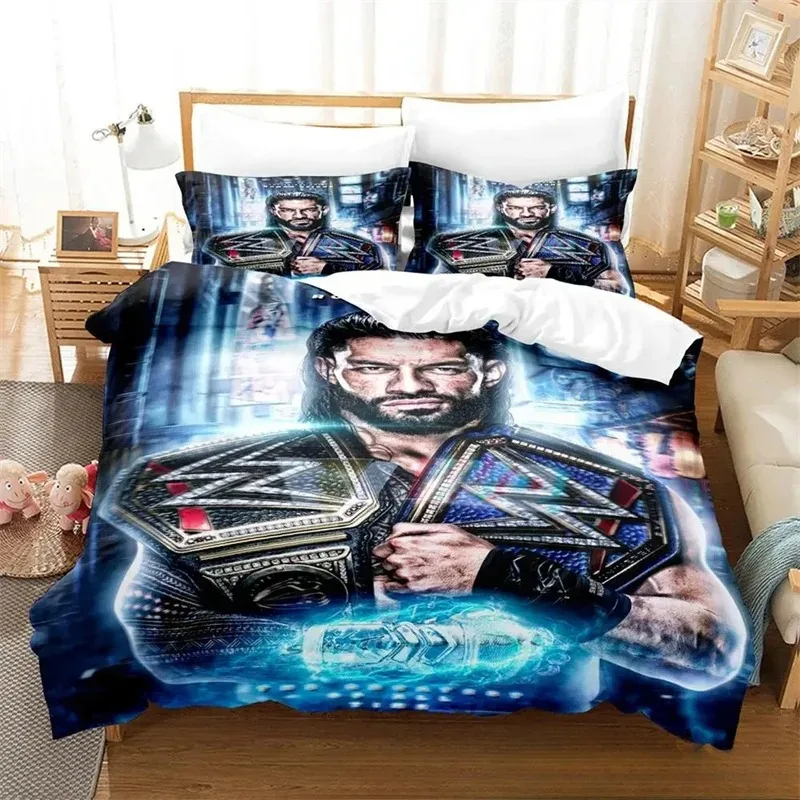 Wrestler Roman Reigns Bedding Set,Duvet Cover Comforter Bed Set Quilt Cover Pillowcase,King Queen Twin Size Boys Girls Adults