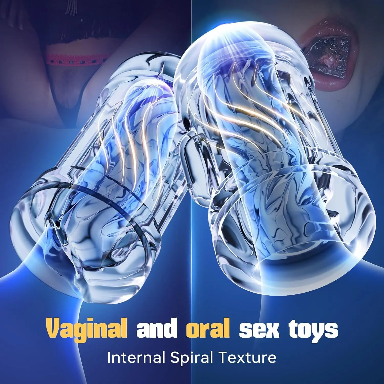 ألعاب جنسية للاستمناء للرجال - مهبل ذكر قابل للعصر بملمس حلزوني، لعبة للبالغين بأكمام القضيب المفتوحة للمهبل والفم #3