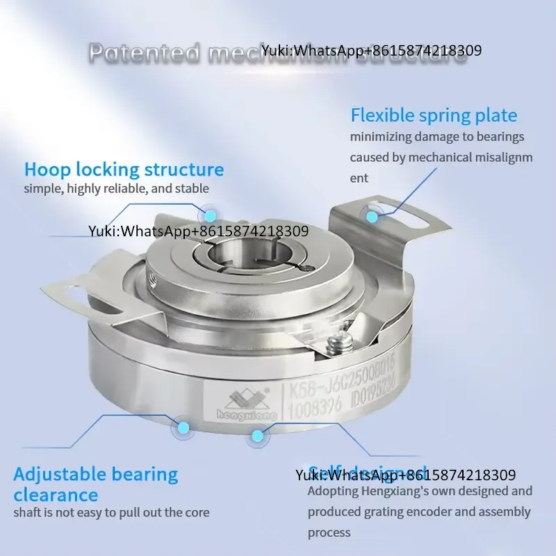 HENGXIANG Elevator Encoder Original New K58 2500ppr UVW Signal Incremental 24mm Thickness 58m External Diameter Hollow Shaft