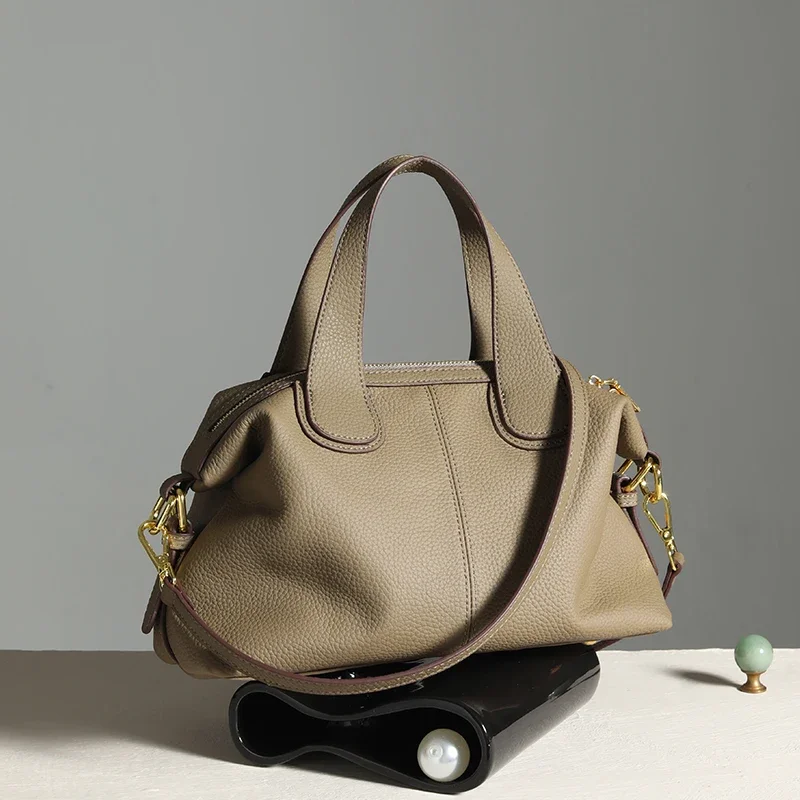Cow Leather Hand Bags Classic Genuine Cowhide Leather Shoulder Bag Soft For Women Large Capacity Protable Tote Bag Accessories