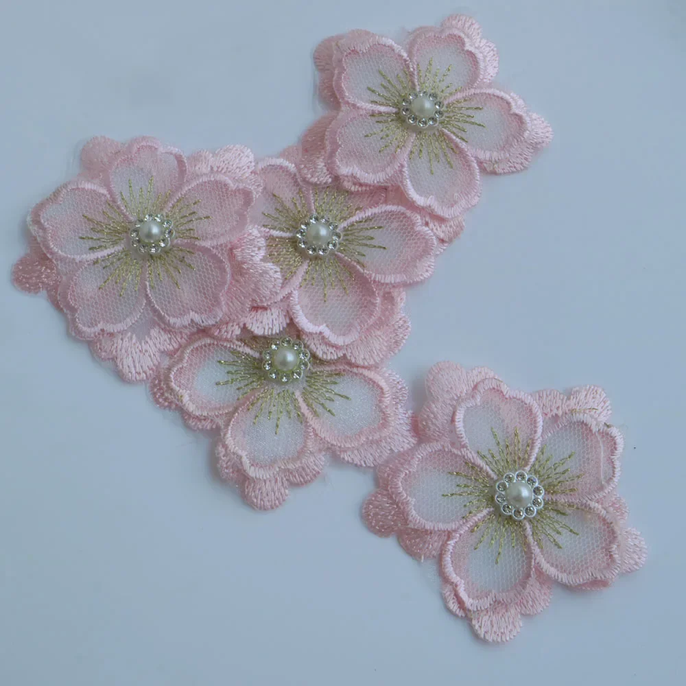 5pcs/lot 10colors DIY Handmade 2-layer Flower patches for Wedding Dress flowers for Headwear dresses hat decorative appliques