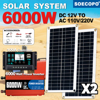 SOECOPO 6000W Solar System Kit with 2*200W Photovoltaic Panels 100A Controller and 12V to 110V 220V Inverter for Camping RV Home