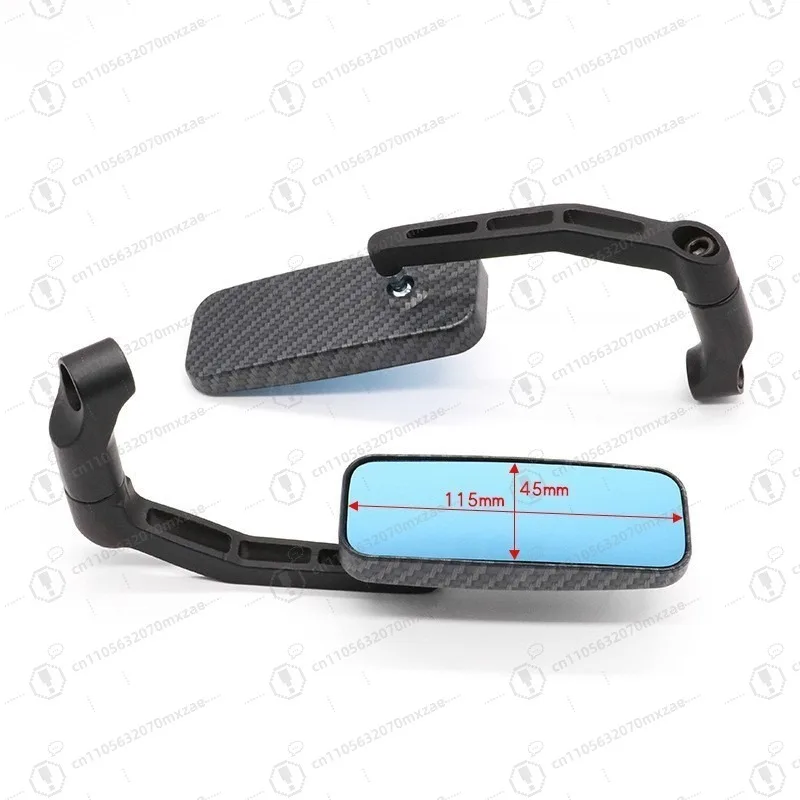 مرآة دراجة نارية من الألومنيوم بالكامل من الزجاج الأزرق المربع المنحني على شكل ثعبان مرآة الرؤية الخلفية ملحقات الدراجة النارية