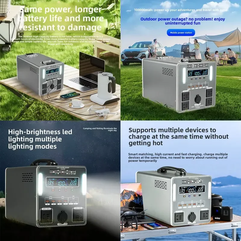 Energy Storage Power Supply 1000W 2000W 3000W Portable Outdoor Emergency 110V/220V Power Supply