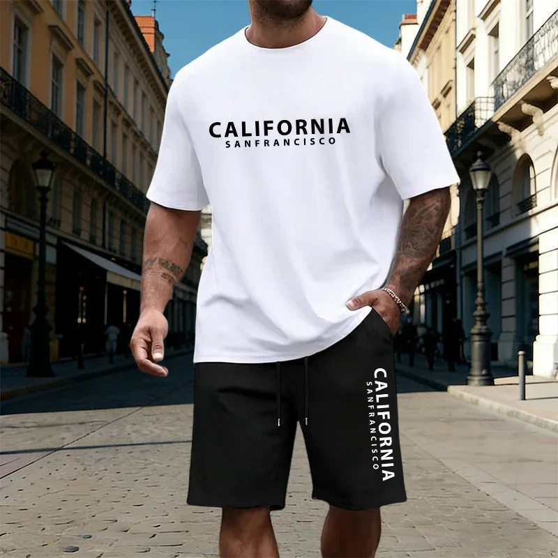 

New Mens T-Shirt Tracksuit Adult Sports Casual Short Sleeves High Quality Gym Jogging Sportswear Summer Urban Street Tees Shorts
