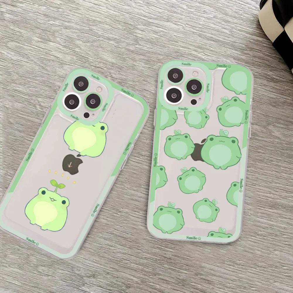 Cartoon Frog Phone Case For Samsung S 20 21 22 23 Lite Plus Ultra Clear Mobile Cover Funda