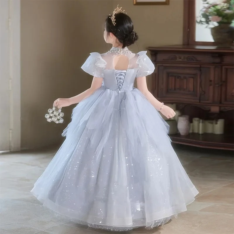 2025, Blumenmädchen-Hochzeit, Kinder, grau, formeller Abend, Prinzessinnenkleid, große Mädchen, Rezital-Partykleid, eleganter Geburtstag, Gastgeber, Klavier