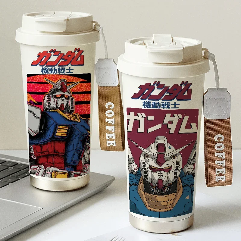 Mobile Suit Gundam Thermos Cup Student Personalized Creative Printed Water Cup Anime Stainless Steel Coffee Cup Holiday Gift