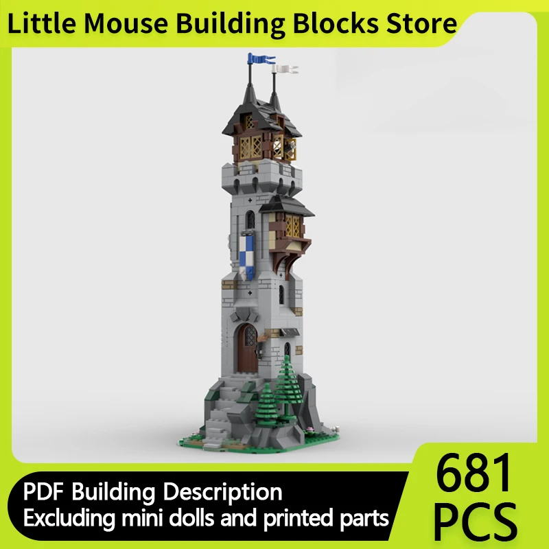 

Medieval Castle Model MOC Building Bricks Tower On The Edge Cliff Modular Technology Gifts Holiday Assemble Children Toys Suit