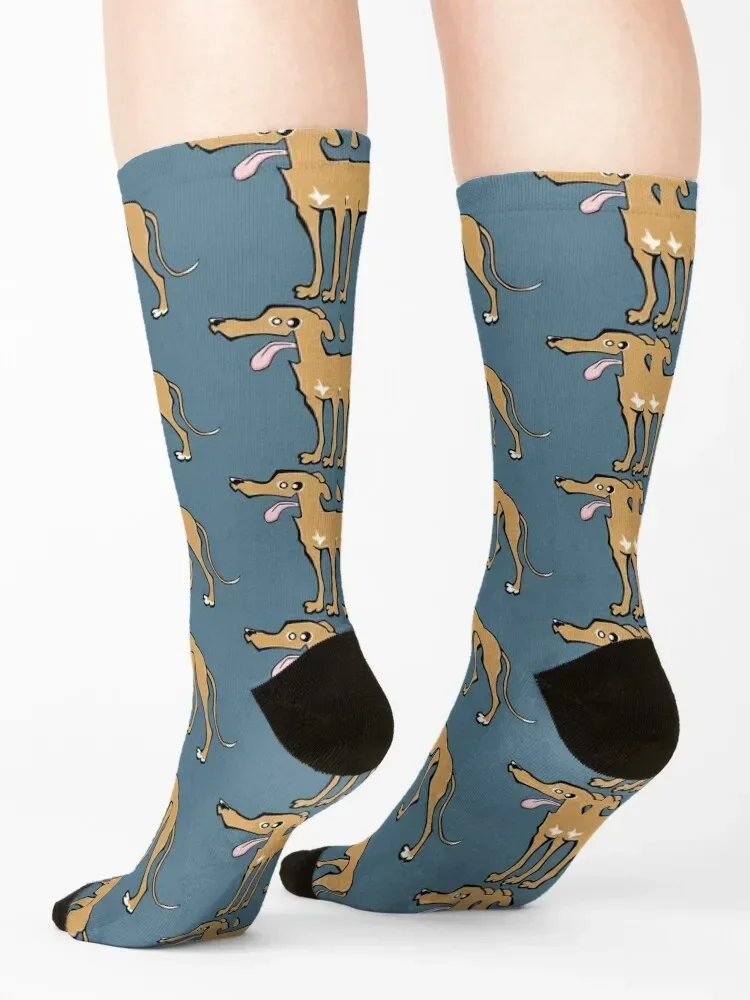 Greyhound - Fawn (Full Body) BLUE BG Socks golf funny gift Children's shoes Men Socks Luxury Brand Women's