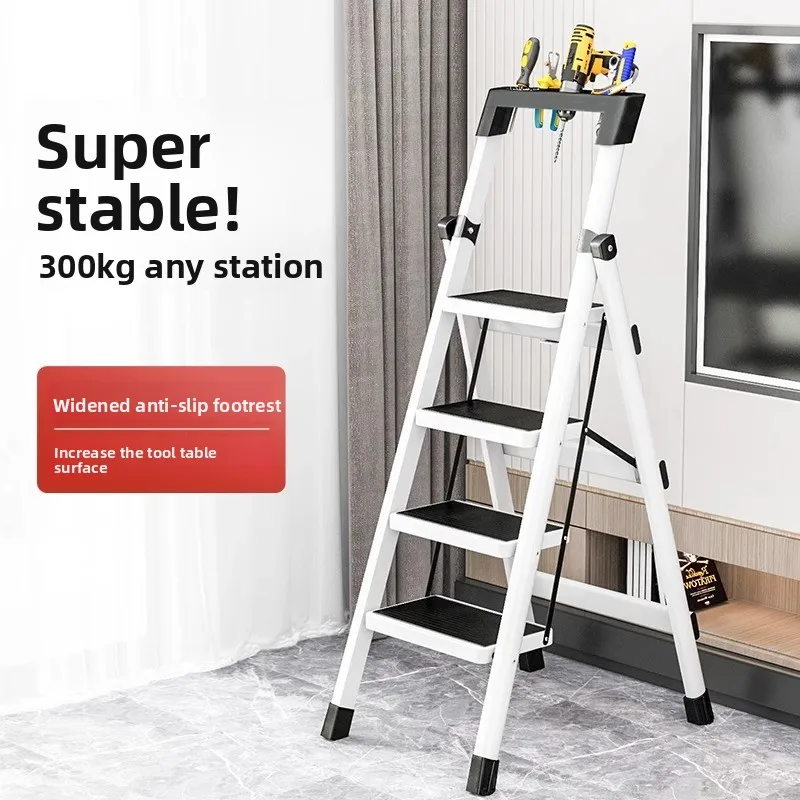 Indoor Folding Multifunction Ladder Wide Portable Tool Tray Storage Non Slip Portable Indoor Ladder Climbing Folding Ladder