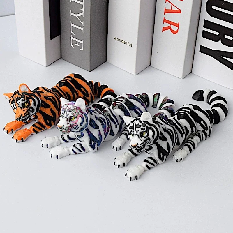 3D Printed Tiger Home Decor Movable Flexible Joints Simulation Miniature Ornament Children Gifts Desktop Office Decor
