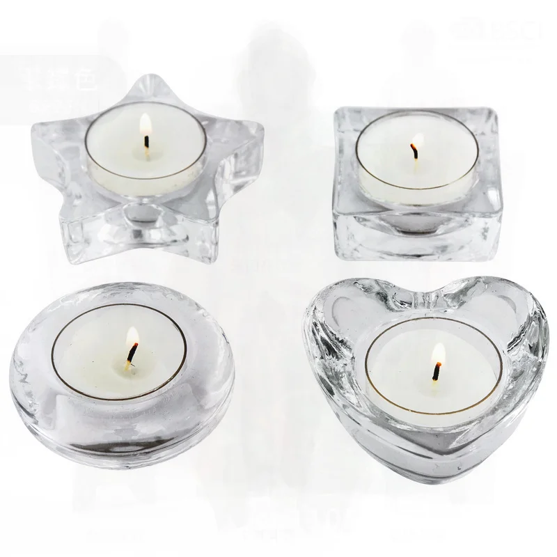 European Style Small Glass Candle Holder Simple Design for Romantic Dinners Home Decor Single Piece Mechanism Craftsmanship